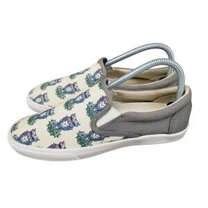 Bucketfeet Shoes Womens 7 Gray Midnight Owl Canvas  CoCo Chanel-Morton Slip On